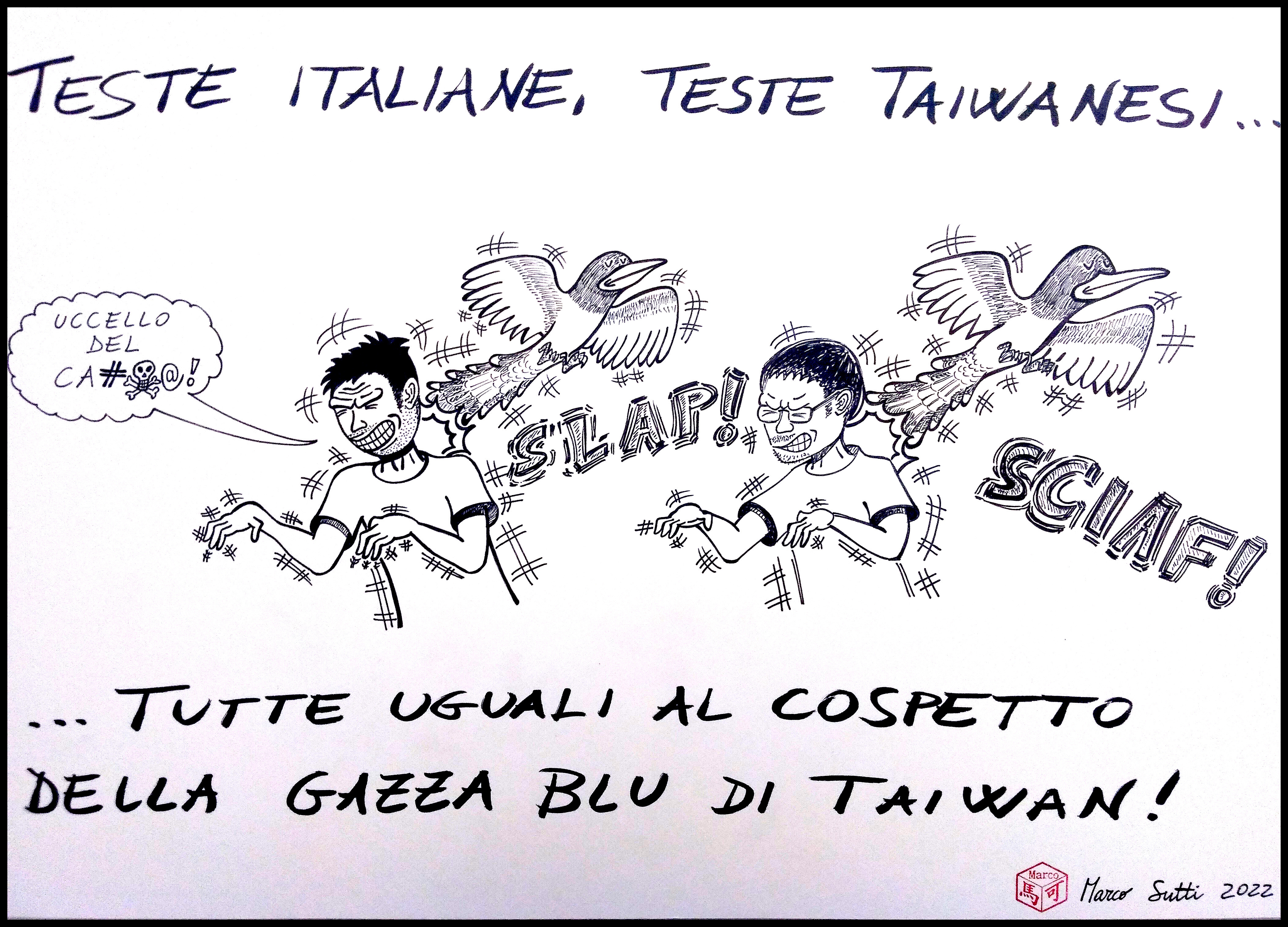 Disegno Teste taiwanesi e non, tutte uguali di fronte alla gazza!